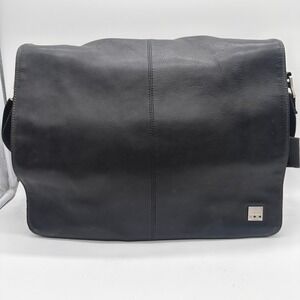 Knomo London Kobe Leather Messenger Bag Black Laptop Briefcase Brompton